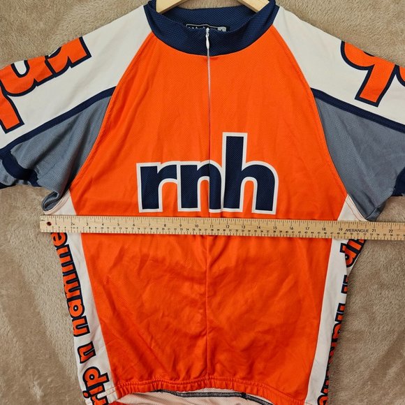 rnh bike Cycle 3/4 Zip Cycling Jersey Men's Size L Orange T-Shirt Short Sleeve - Picture 3 of 10
